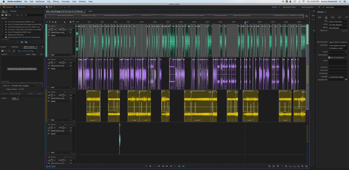 I finished the initial mix last night at 9pm and sent it to James, then walked around the house/block and listened through. 20/