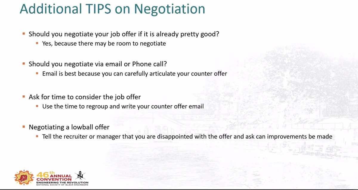 Vivian (@vivynmiriam) on Twitter photo Learning so much at the <a href="/NSBEconvention/">NSBE Convention</a> I wish I could share all the wisdom but here is my biggest takeaway from the session: Levelling the Playing Field: The Art of Negotiation.
Know Your Worth! <a href="/BerkeleyISchool/">Berkeley School of Information</a> <a href="/NSBE/">NSBE</a> #NSBE46 Learning so much at the <a href="/NSBEconvention/">NSBE Convention</a> I wish I could share all the wisdom but here is my biggest takeaway from the session: Levelling the Playing Field: The Art of Negotiation.
Know Your Worth! <a href="/BerkeleyISchool/">Berkeley School of Information</a> <a href="/NSBE/">NSBE</a> #NSBE46