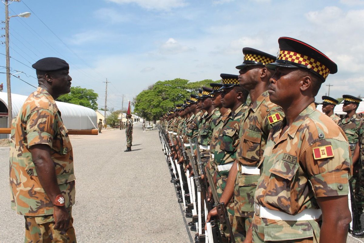 JDFSoldier's tweet photo. WO2 Neville White, then Drill Sergeant for the Second Battalion The Jamaica Regiment conducts Guard of Honor Rehearsals on March 23, 2013.
#TBT #JDF #2JR https://t.co/IlGSPFvAtM