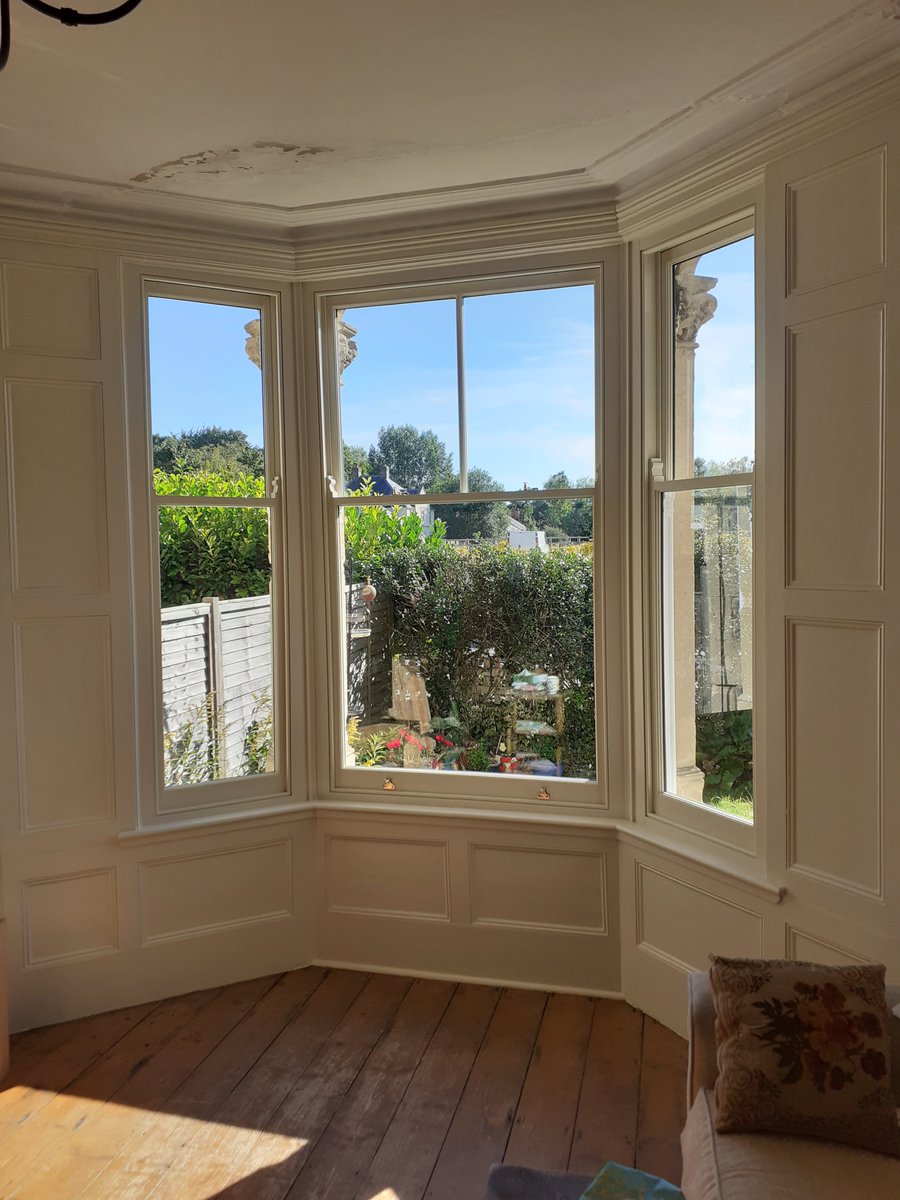 A bespoke sliding sash bay window (double glazed), with traditional weights, cords &amp; pulleys, for my customer in #Taunton, #Somerset.