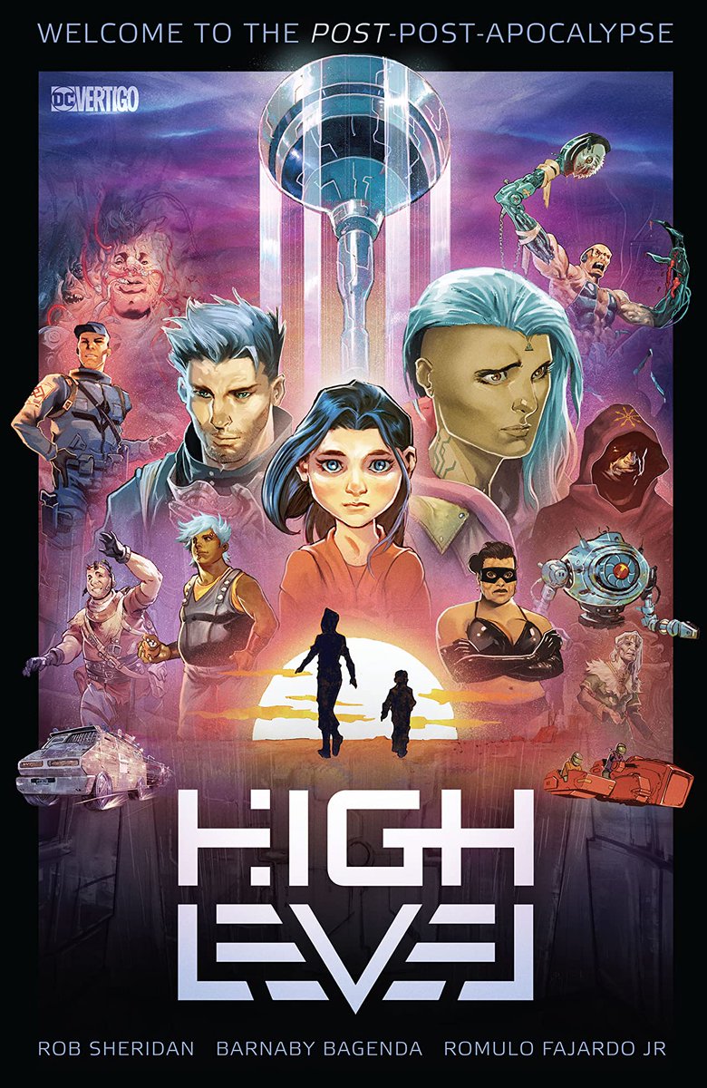 One of my favorite books I've ever worked on is HIGH LEVEL. Conceived by Rob Sheridan (co-creator of NIN's groundbreaking Year Zero ARG) with Barnaby Bagenda & Romulo Fajardo (OMEGA MEN), it's a startlingly prescient cyberpunk epic set hundreds of years after the end of the world