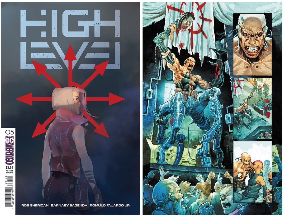 HIGH LEVEL #1 sold out on release and all six issues of the miniseries earned rave reviews. You can see why in some of these sample images below. Rob, who art directed most of NIN's output in the 21st century, designed a collected edition that is stunning.  https://www.readdc.com/High-Level-2019/digital-comic/T1957200018301?ref=c2VhcmNoL2luZGV4L2Rlc2t0b3Avc2xpZGVyTGlzdC9pdGVtU2xpZGVy