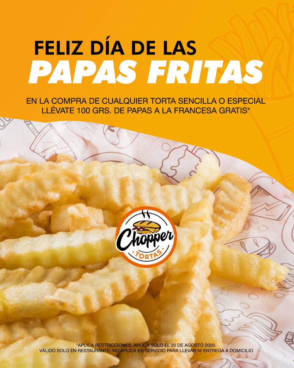 choppertortas's tweet photo. #diainternacionaldelaspapasfritas #choppertortas #friesday https://t.co/ZyY3Zr9GJ6
