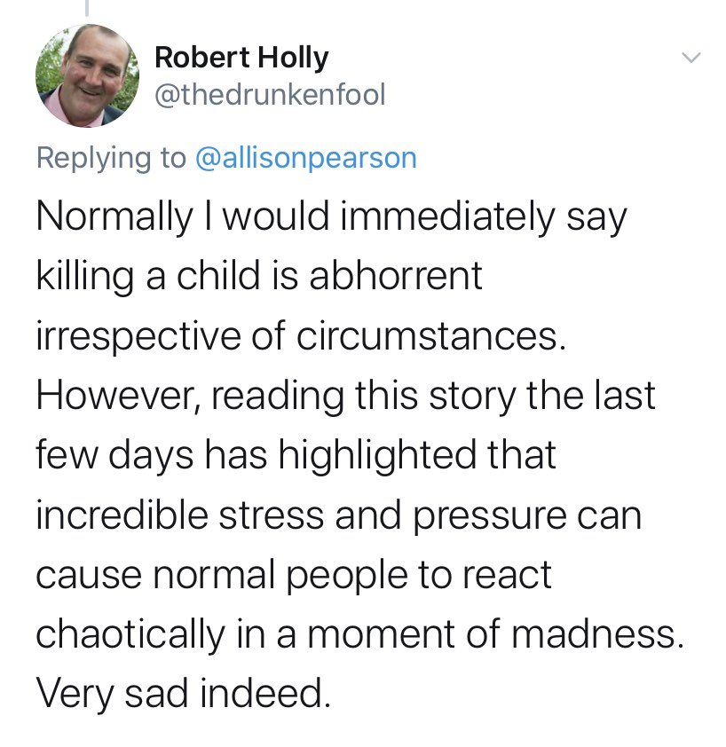 This tweet is the worst, in my opinion. The implication here is that killing an autistic child isn’t abhorrent, even though killing a neurotypical child would be. Because autistic people are such burdens, who cause our families such severe amounts of stress. /s