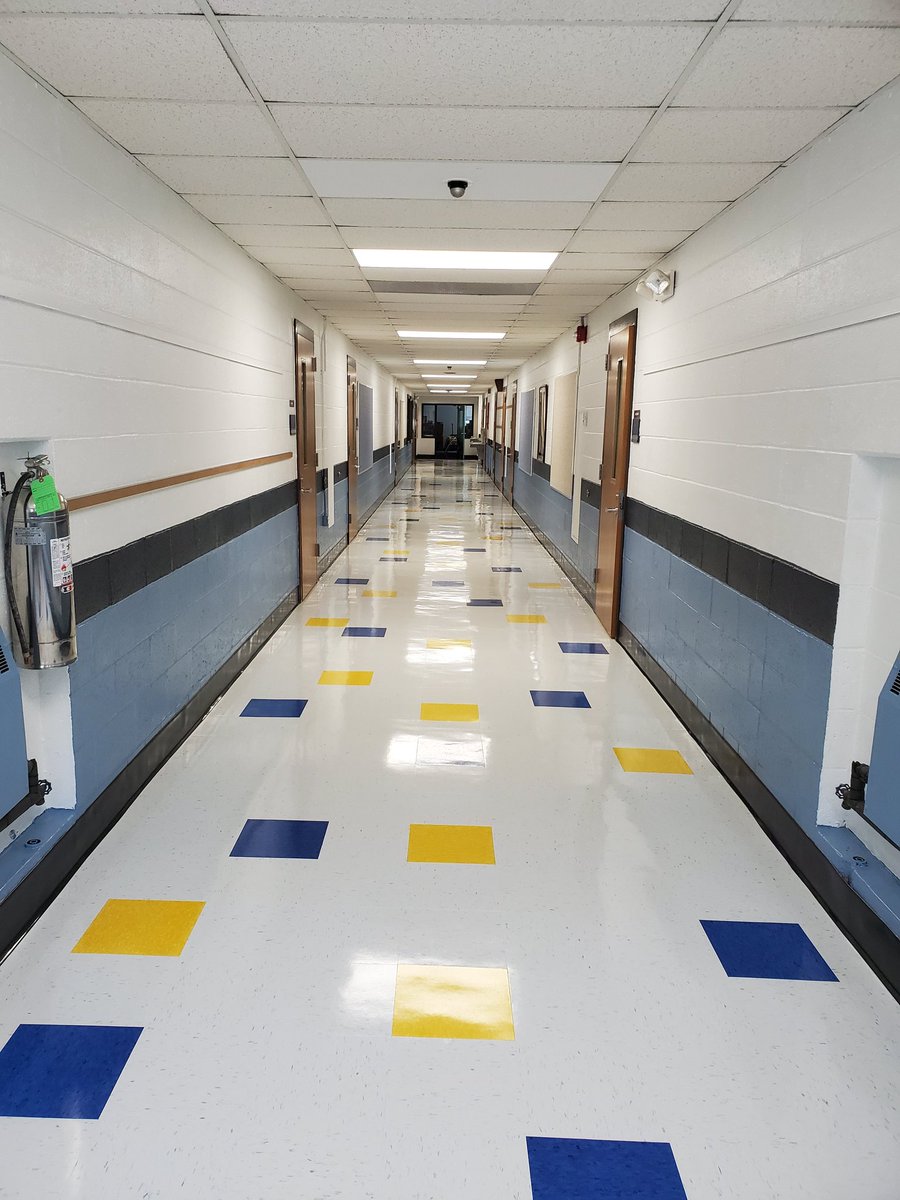 Fresh wax on Whitings new hallway floors!!! Great job!!