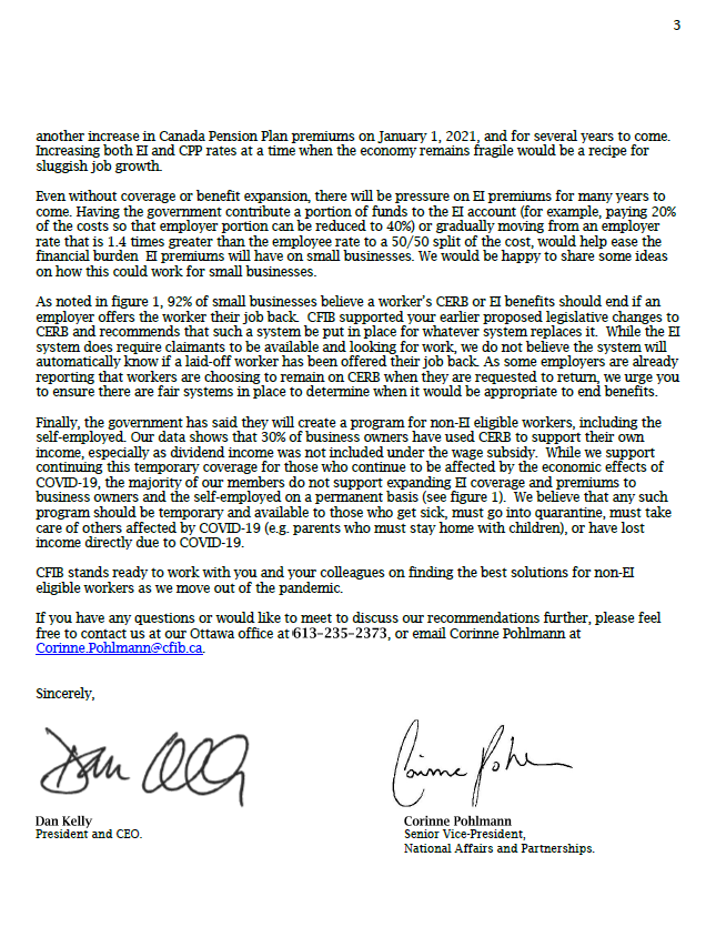CFIB will be watching today's CERB/EI transition plan very carefully ...