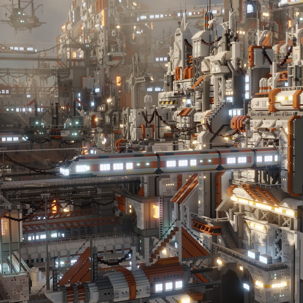 igonomic's tweet image. Sci-fi city created for @TripwireNW!
With nooks and crannies hidden throughout this sprawling civilization, there's no telling how long it'll take to explore!

Explore the city at skfb.ly/6TNRL 🏙️✨

Built on @BuildersRefuge
Render by @JossieboyMC 
#Minecraft