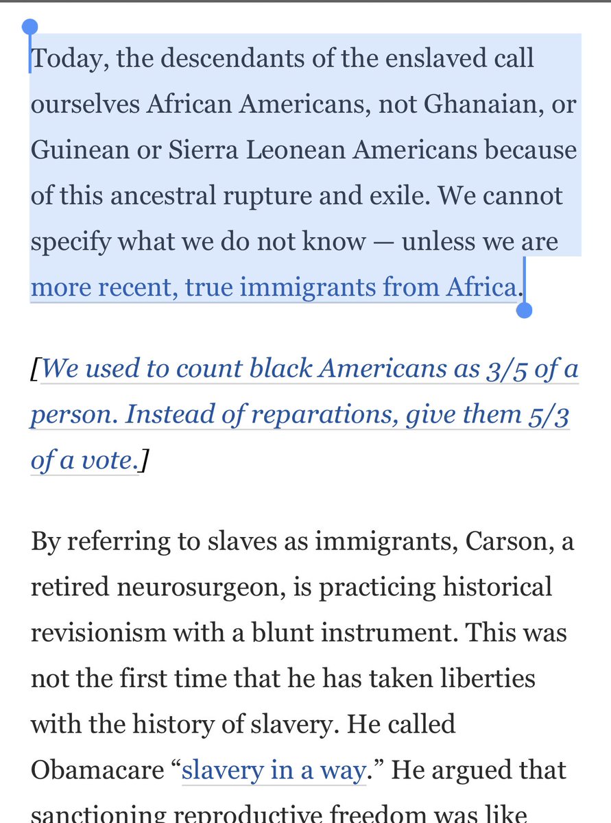 “Today, the descendants of the enslaved call ourselves African Americans, not Ghanaian, or Guinean or Sierra Leonean Americans because of this ancestral rupture and exile. We cannot specify what we do not know — unless we are more recent, true immigrants from Africa.” #ADOS