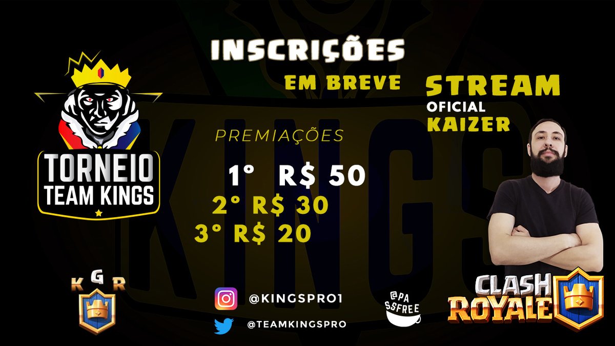 TORNEIO COM PREMIAÇÃO TOTAL DE $100 REAIS

É com imenso prazer, que trago a vocês, com o apoio do TEAM KINGS, o primeiro torneio valendo Gift Card da Página. E o melhor, SEM taxa de inscrição!!
As informações estão na Pág:
 facebook.com/KaizerG0DRoyale