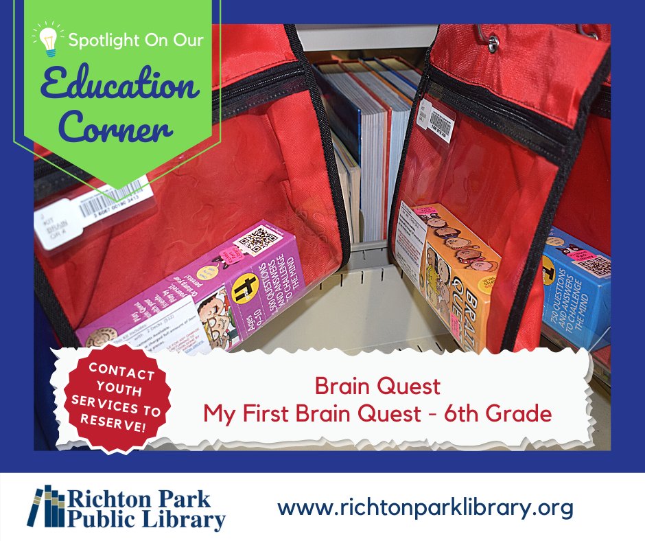 Spotlight on our Education Corner!  These are some of the great resources you can reserve and check out from our Youth Services Department.