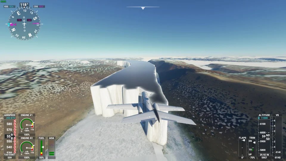 "Found the Wall In the North." - reddit user ringoron9Others agree: Microsoft Flight Simulator can't even with Greenland https://www.reddit.com/r/MicrosoftFlightSim/comments/id8nn5/found_the_wall_in_the_north/