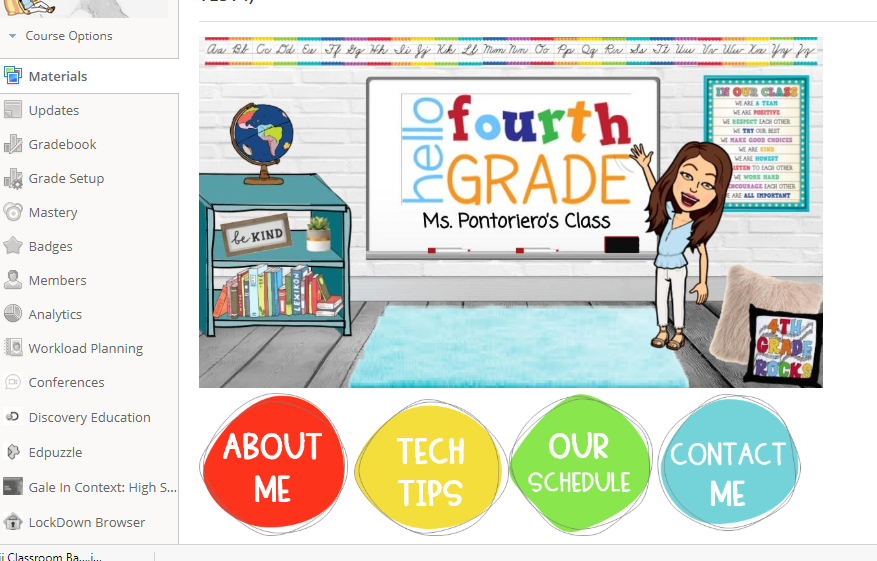 C__Ponto's tweet photo. Bitmoji Classroom &amp; Buttons are up and ready to go! Buttons are linked to Google Docs and Google Slides that I made!
@Schoology @PrincipalMLK @GoogleForEdu @Bitmoji
 #pwaypride https://t.co/sn5AB84SdB