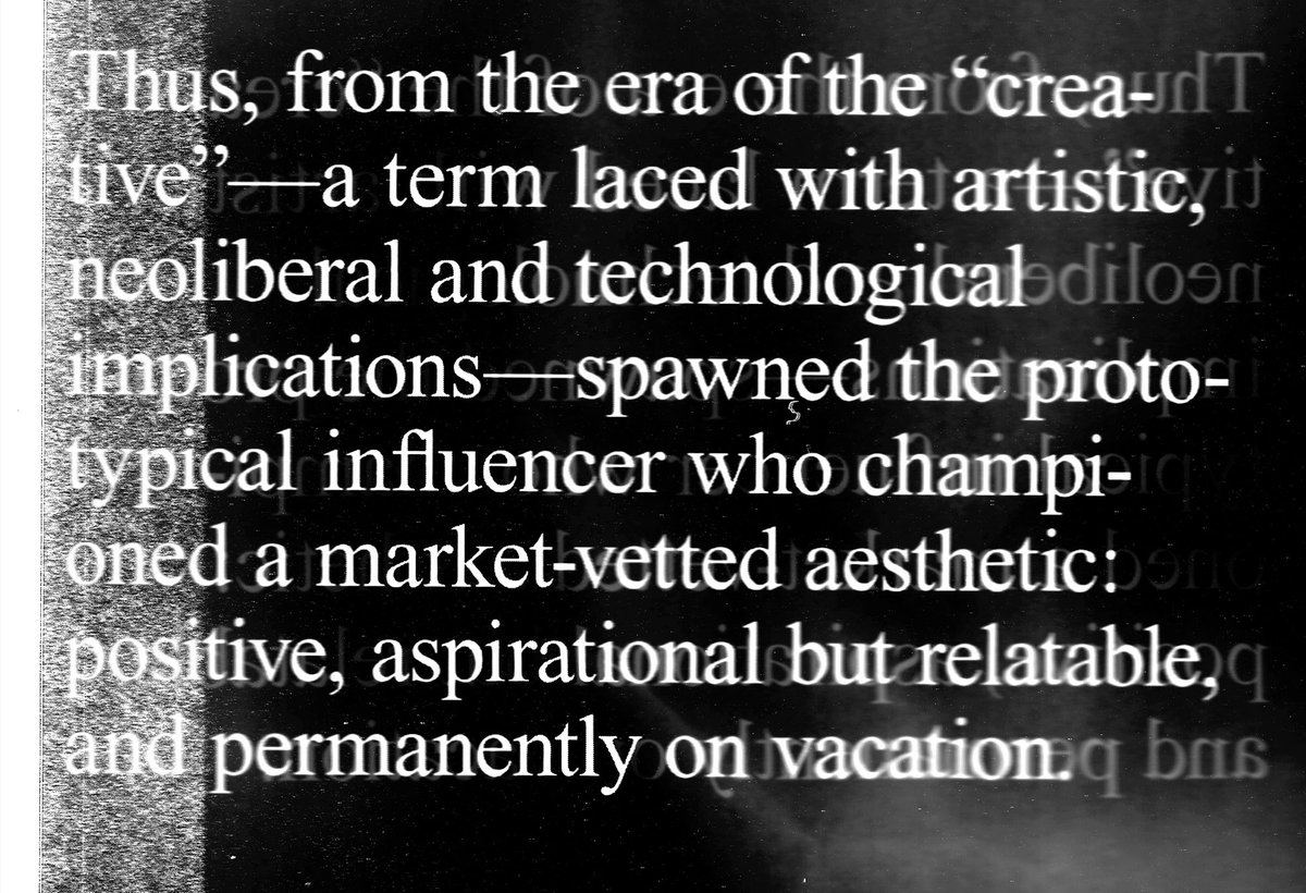 A collective thirst for the visual representation of leisure at a moment when neoliberalism has made each of us a total entrepreneur of the self