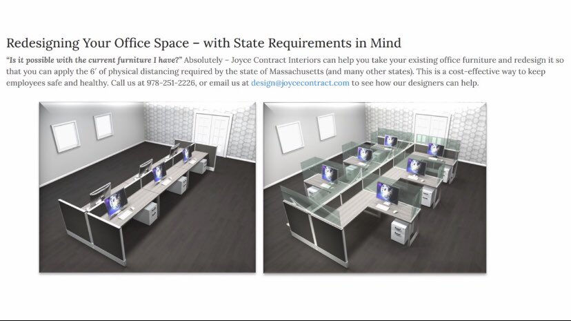 Joyce_Contract's tweet image. design@joycecontract.com
joycecontract.com/office-design-…

#redesign #reconfigure #staterequirements #commercialoffice #commercialdesign #bostondesign #bostonoffices #furniture #commercialfurniture #bostonfurniture #cubicles #sneezeguards   #officefurniture #construction #bostonrealestate
