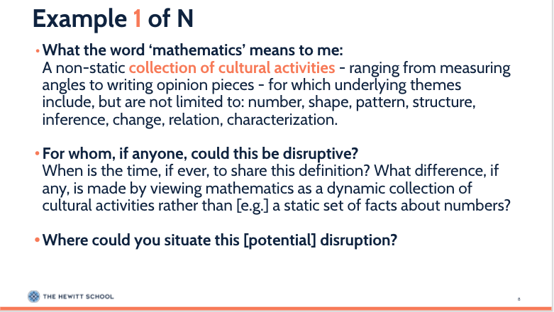 mtrushkowsky's tweet photo. Grateful to have seen @benjamindickman give this workshop a year ago. It was the final #tmcnyc19 workshop at the final #tmcnyc. It was one of the last things I did in NYC before moving to MN. I thought about his frame of 4 ways to disrupt math the whole drive & many times since. https://t.co/7uUaoeOzN0