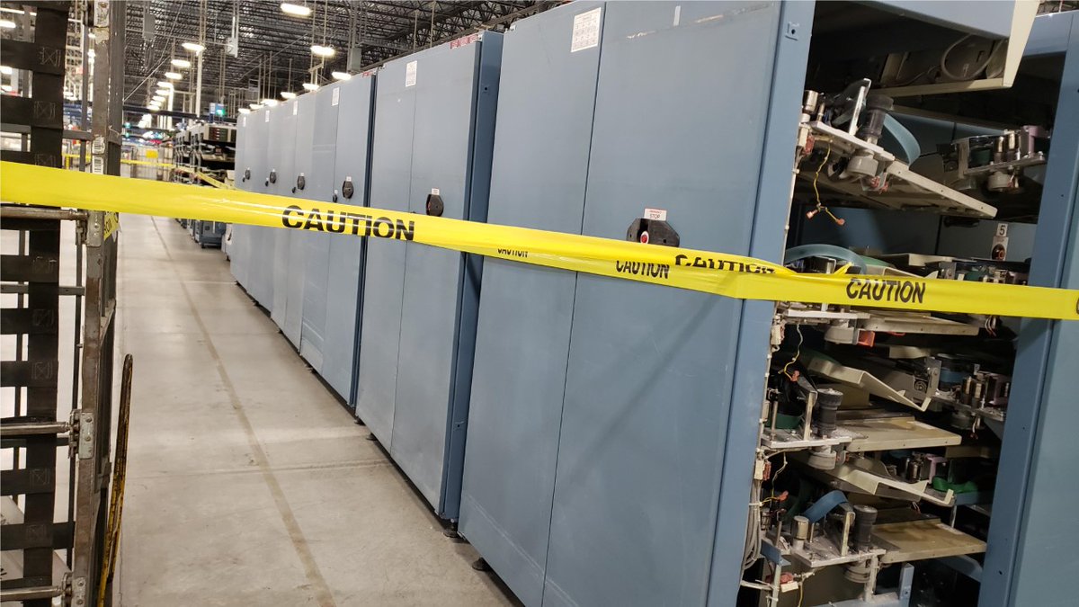 Here are more pictures inside the sorting facility in NE Portland. There are still 35 machines online; 6 have been removed. USPS has delayed further action until after the election. Said the union president: "Not having those machines available if needed seems like a mistake."