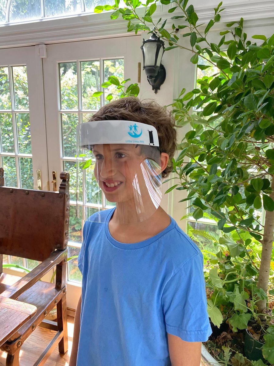 This is my sweet godson Andre. His mom Alexandra is one of my best friends. She helped create this wonderful face shield so that when kids go back to school they can be safe-we all need to keep our children safe. I hope you check it out here’s the link: LittleLivesPPE.com ￼