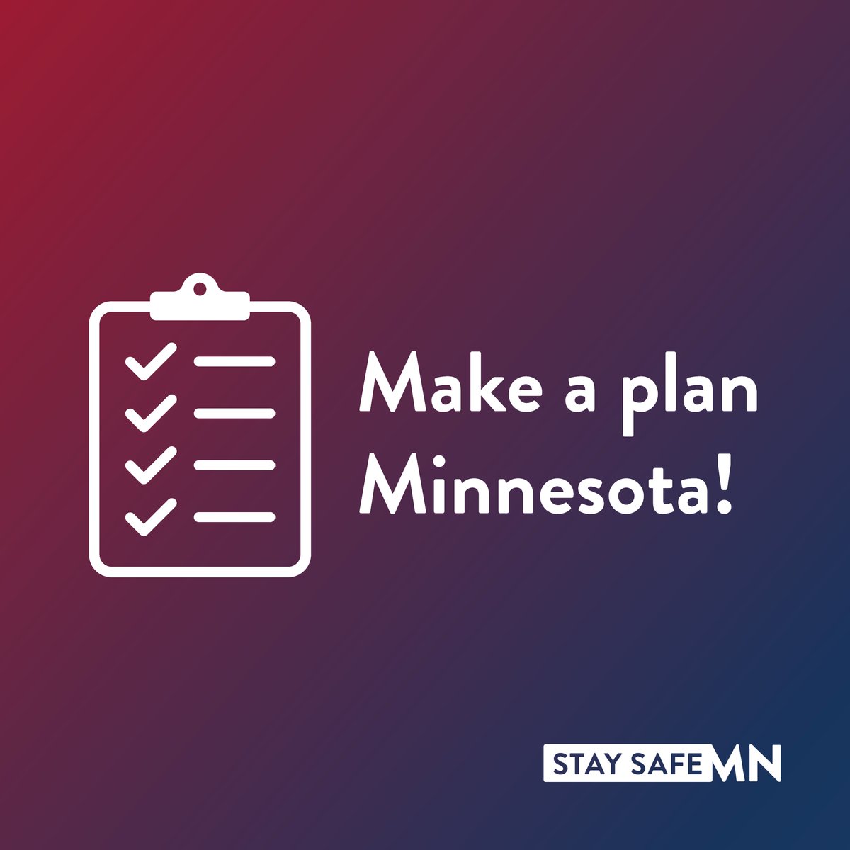 MnDeptEd's tweet photo. 📋 Having an emergency plan in place will help your family be prepared for whatever comes your way. We encourage parents and guardians to revisit their emergency plans with the help of this guide https://t.co/PemLFn0Bwh ➡️
#MakeAPlanMN #StaySafeMN https://t.co/ebPcfAX2Im