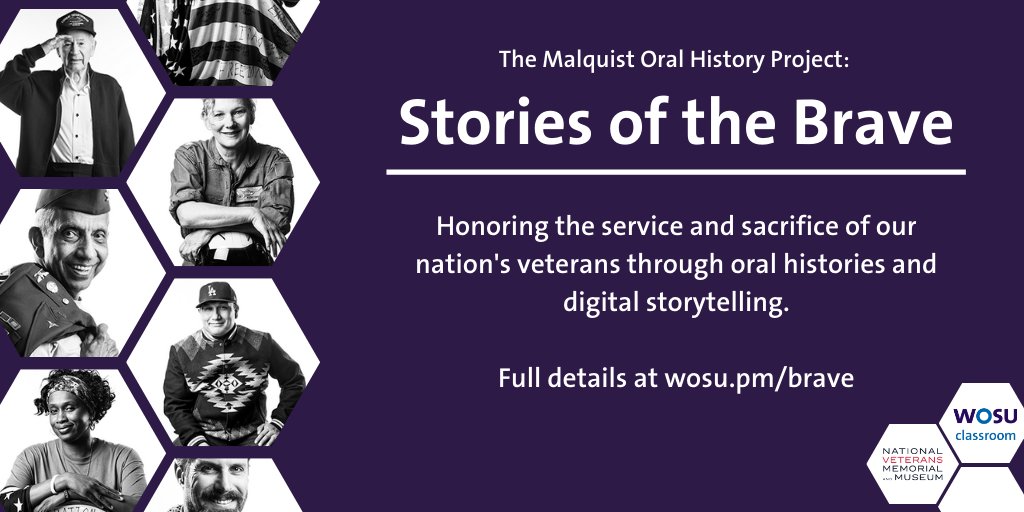 WOSU_Classroom's tweet photo. Join us &amp; @NationalVMM on 10/12 &amp; 13 for 'Stories of the Brave', a free digital storytelling curriculum for grades 5-8 based on veterans' oral histories recorded at the NVMM story booth. Full details at https://t.co/ZA7x98SnIM.

#OhioEdChat #OhioEd #ELA #OralHistory https://t.co/Tzhnt5YZmZ