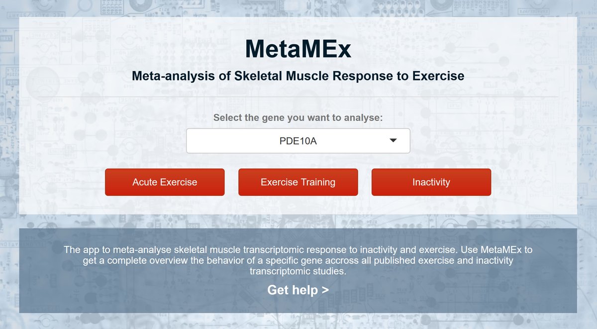 NicoPillon's tweet photo. The new version of #MetaMEx is online! A brand new interface updated with the most recent #exercise and #inactivity transcriptomics studies. Check it out at  https://t.co/5IuAxNShZm! https://t.co/f8gMo3p07G