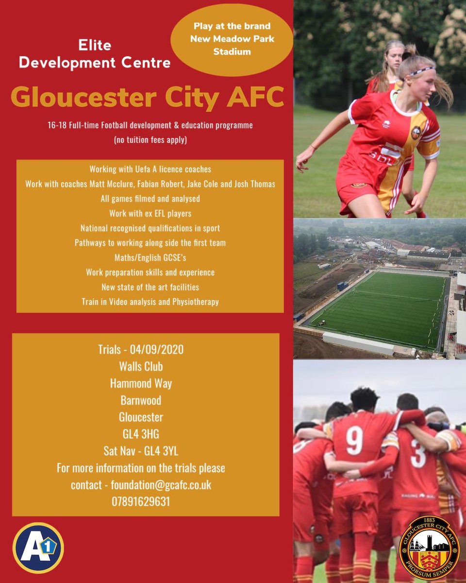⭐️⚽️ELITE Development⚽️⭐️

Full-time football and education programme. 

🎓BTEC level 3 diploma in sports
⚽️ Full football training/fixtures programme
🛣Pathways to first teams and employment
👩🏼‍🤝‍👨🏻Male and female players wanted

Spaces are going fast- contact 07891629631