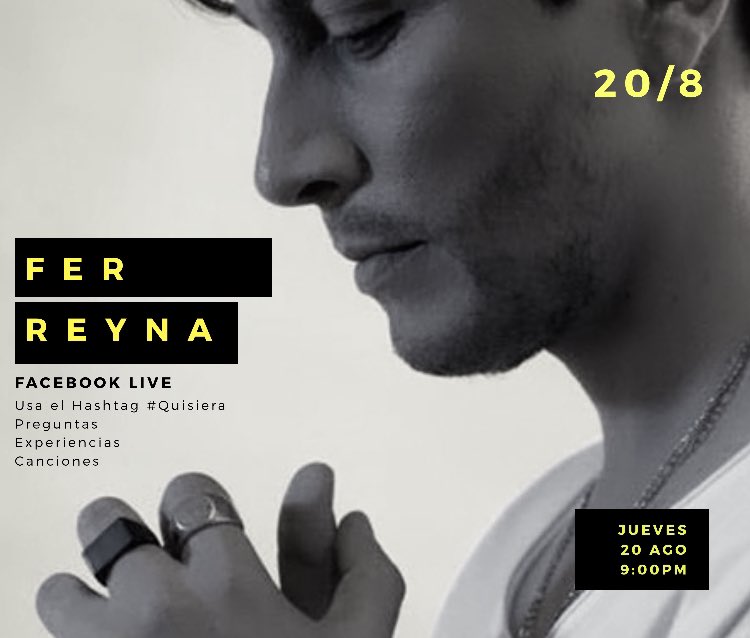 FerReynaOFICIAL's tweet photo. #Quisiera que nos juntemos esta noche. #FBLive 9:00pm

Escucha todas mis canciones en Spotify 👉 https://t.co/9b0RLyQxU5 https://t.co/TVhsDz3Ytz