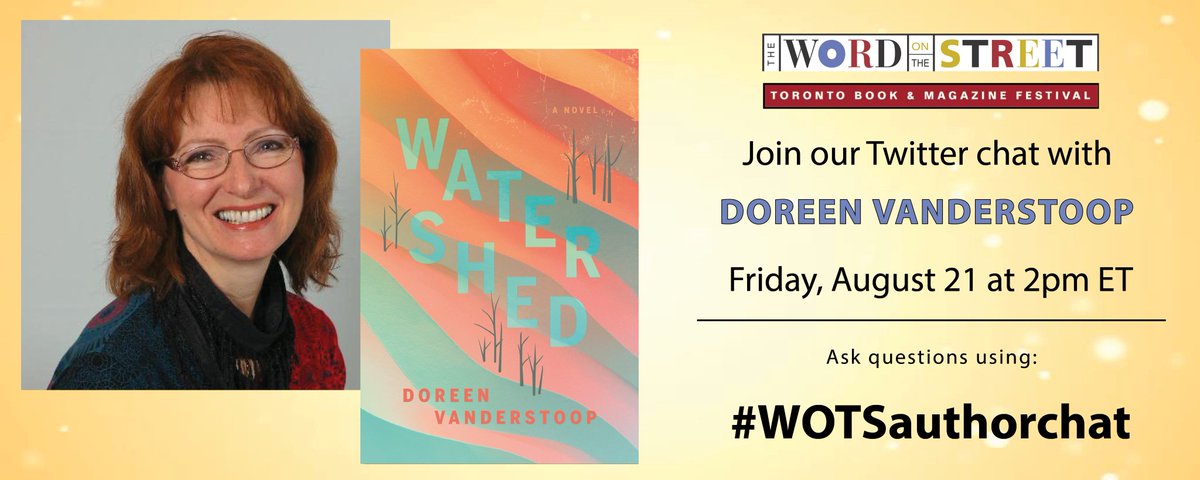 fhbooks's tweet photo. Thanks so much, @Doreenvdstoop! This has been a little preview for tomorrow, when Doreen will be taking over @fhbooks to chat with @torontoWOTS. #Watershed is their August Book of the Month! So tune in tomorrow at 12pm Mountain ๐ for #WOTSauthorchat https://t.co/nI3Vzko6pE
