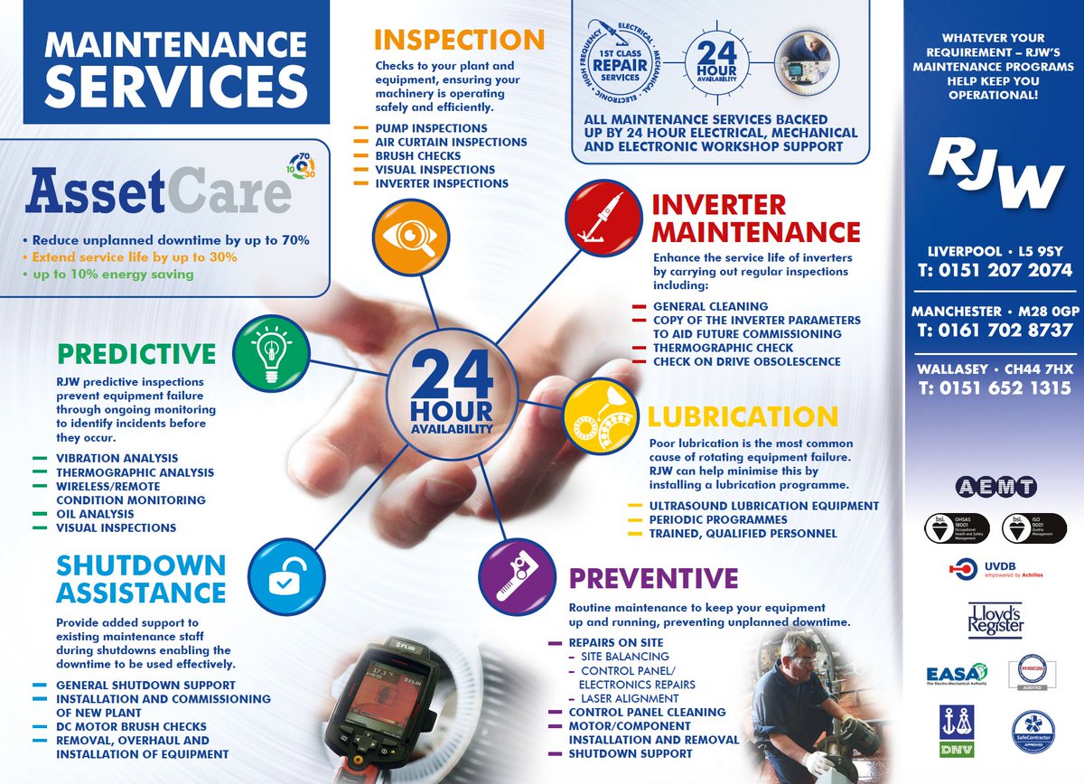 RJWEngineering's tweet image. Here at RJW, we have developed a bespoke cloud-based rotating asset management platform. This solution predicts, manages and reports on the health of a machine which minimises downtime.
Read more &amp;gt; buff.ly/2NMJYcf
#RotatingMachine #AssetManagement #MachineManagement