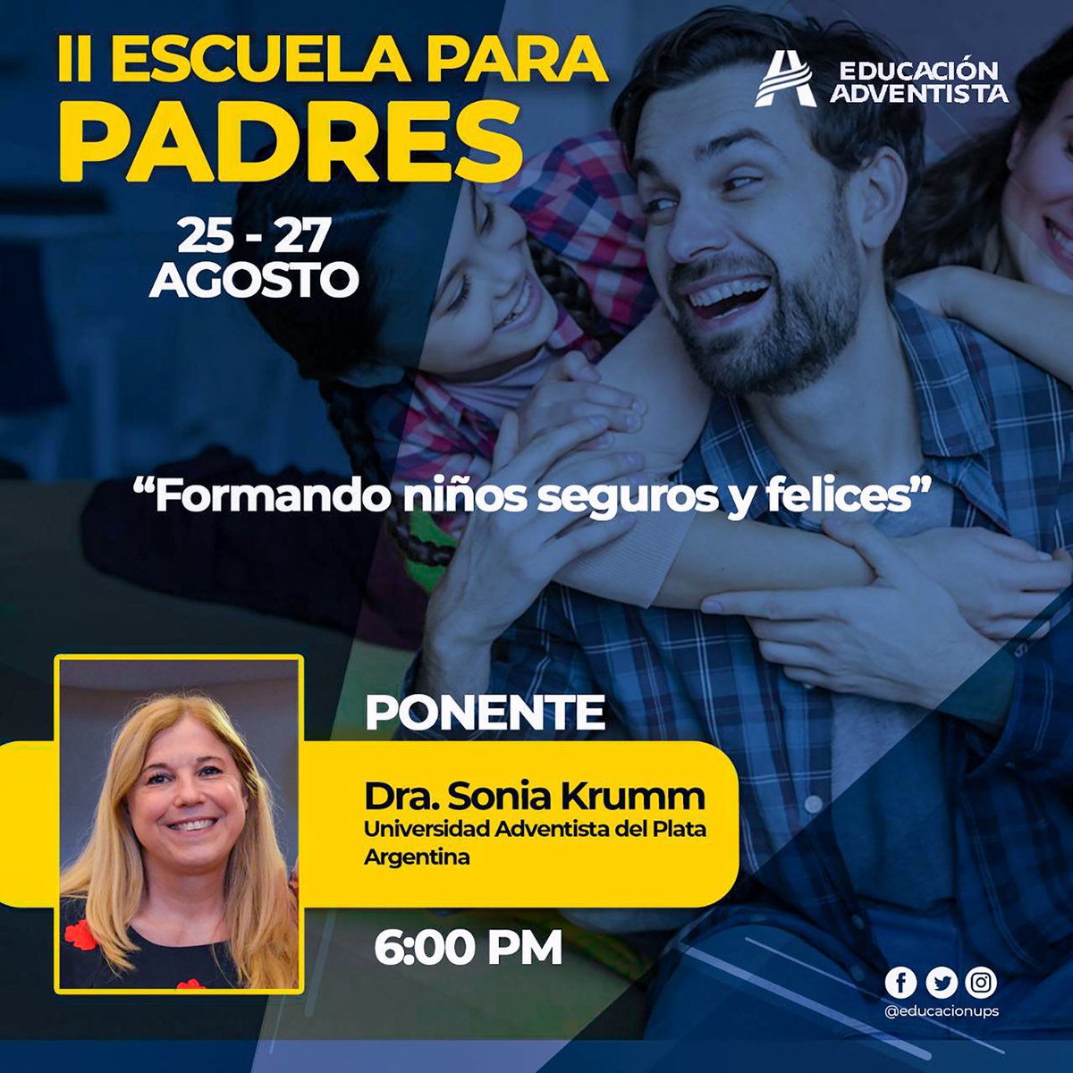 La Educación Adventista en servicio a la comunidad, presenta la II Escuela para Padres: “Formando niños seguros y felices” con la experimentada Dra. Sonia Krumm de la Universidad Adventista del Plata en Argentina. 

Brindamos #MasQueEnseñanza

¡Comparte!