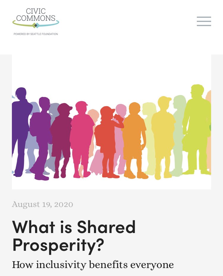 Check out this amazing conversation hosted by @MichaelCBrown18 of Civic Commons. Our guests, @tgmestres of @SeattleFdn, Phyllis Campbell of @jpmorgan, @prosperitygary of @prosperitynow, and @bruce_katz the author of New Localism speak on shard prosperity. civic-commons.org/recentnews/wha…