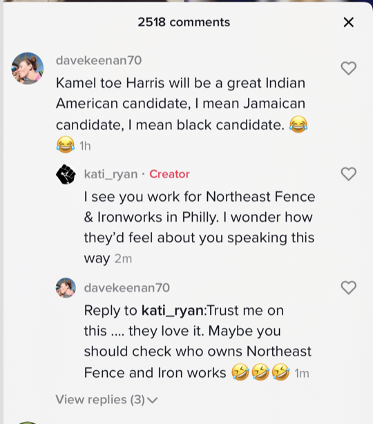KatiRyan's tweet photo. is this true @northeastfence?  You love this type of misogynistic and racist rhetoric? https://t.co/iUl6XI0uZH