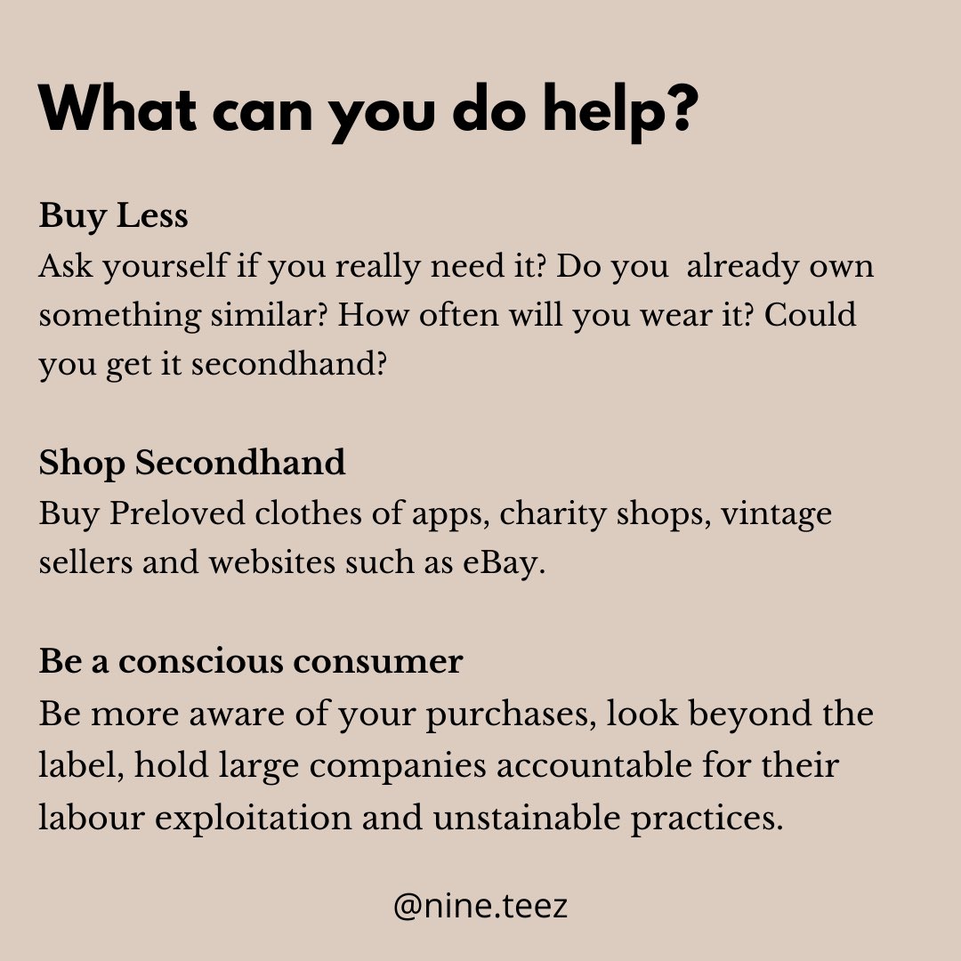 nineteezretro's tweet photo. Let’s talk #fastfashion. What are the impacts and how can we help. Are you a #consiousconsumer? Boycott #missguided and #boohoo and their unsustainable practices and unethical labour. #slowfashion #shopvintage #shopsecondhand https://t.co/kDdoWe7F8A