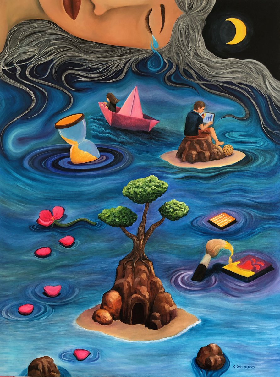 Feeling blue during this #pandemic ? You’re not the only one, here the artist poured her heart out in oil and colors! #StaySafeStayHealthy.  More on her newly designed website christineong.com