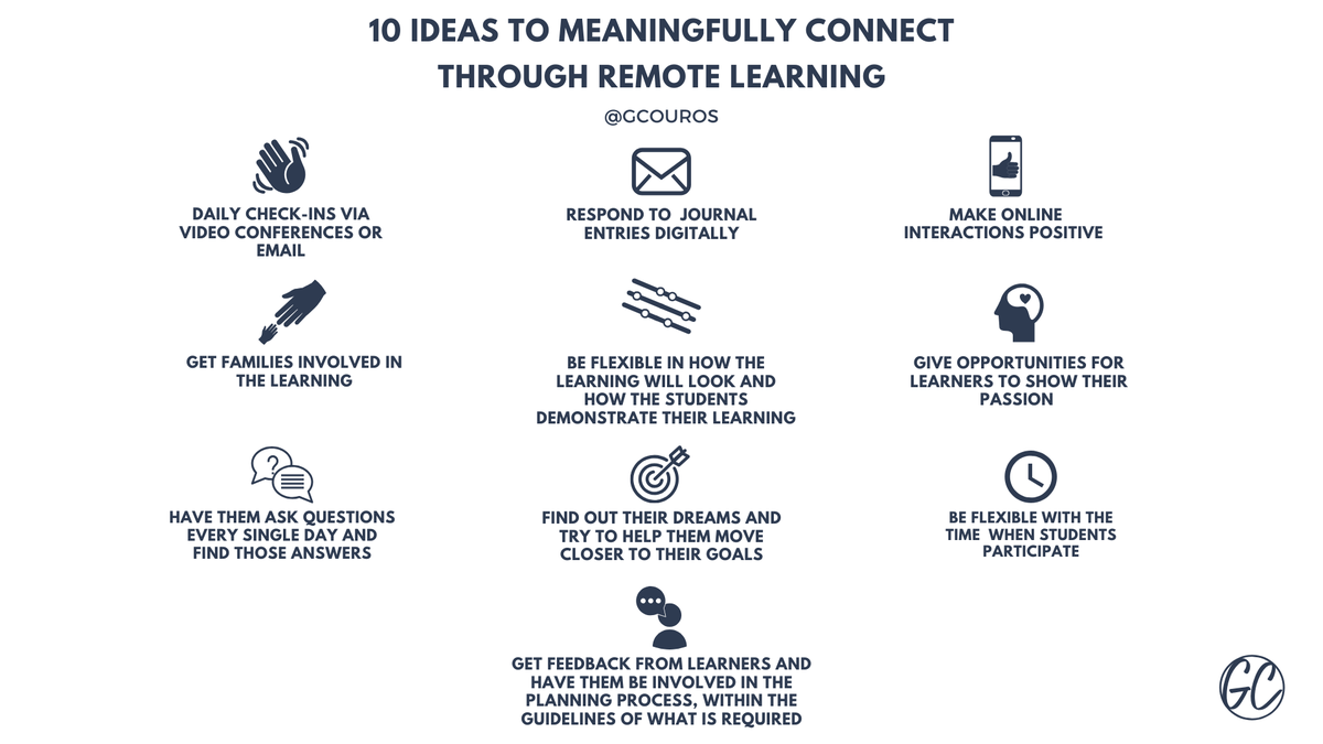 “How do we build relationships in remote learning environments and address the social-emotional needs of our students?”

5 Ideas for SEL in a Remote Learning Environment buff.ly/3j0h7P7
