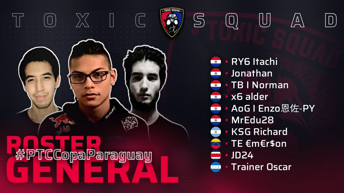 ✅ TODO LISTO PARA UN NUEVO DESAFÍO ✅

¡Anunciamos el roster que nos estará representando en <a href="/PTCParaguay_/">PTC Copa Paraguay</a>! 🔥

Estos son nuestros jugadores que irán con todo en cada partido en busca del título.

#PTCCopaParaguay 🇵🇾 #GoToxic ☢