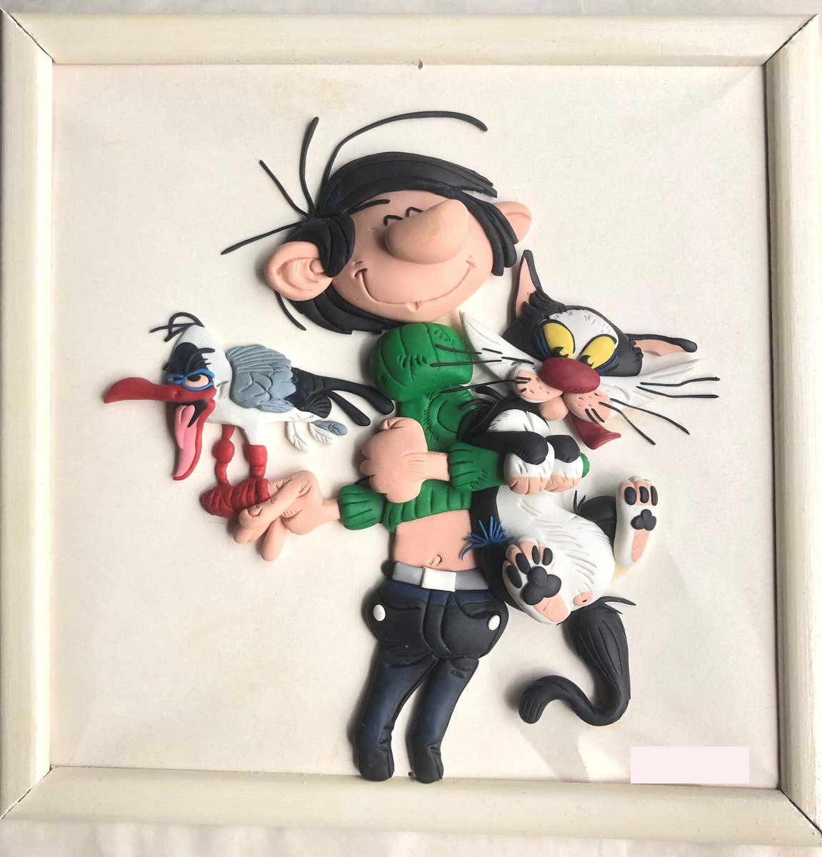 Franquin_Cie's tweet image. 😍 Frédéric Lemaitre : « Travail 3D en pâte à durcir réalisé par une ancienne collègue de bureau partageant une même passion :) » #gaston #lagaffe #franquin