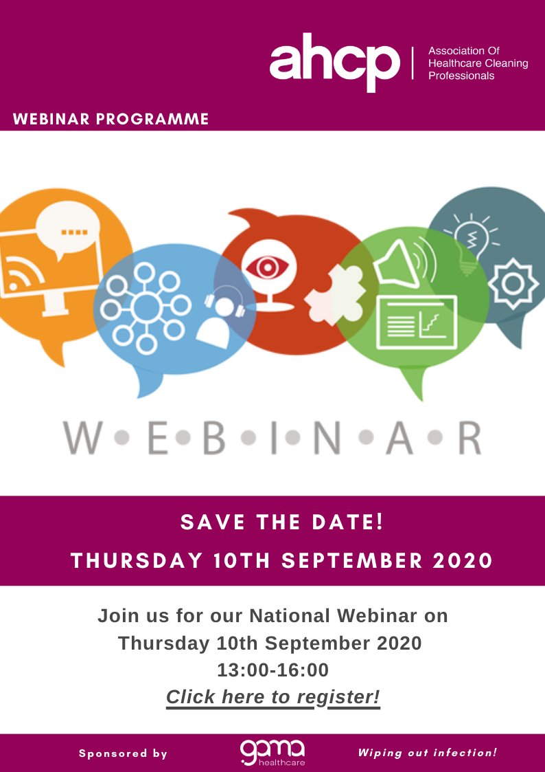 NationalAhcp's tweet photo. Join us #ahcpwebinar2020 #cleaningstandards2020 #covid19 #teamahcp click here to register https://t.co/4qIyY2vKHq Sponsored by @gamahealthcare https://t.co/olc4wMcE8w
