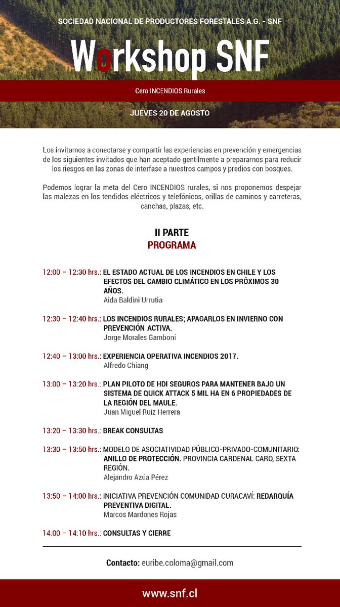 mmardoro's tweet photo. 👍Gracias

🌳Sociedad Nacional de Productores Forestales por la invitación a exponer en la 2a. Parte del Workshop SNF

🚫🔥Cero Incendios Rurales

 @conaf_minagri
@cormachile
@CForestalesUdeC
@AgroforU
@RDPrevencion 
@AidaBaldini
@Informa_Cvi
@AnaLeonorVeraVe
@Nataliaserranod https://t.co/Pxvq8o8vFY