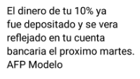 jisaitama's tweet photo. @AFPModelocl  #AfpModelo  #afpmodelocl  #AFPModeloTodaviaNoEntregaLaPlata 
Nuevamente cambian la fecha de depósito...Con estas ya son 3 veces (1 x correo y  2 x msg texto). Un muy mal chiste. Ninguna credibilidad. Quizás es cierto, después de tantos días, que no tienen la plata. https://t.co/PhNWmL5tgb