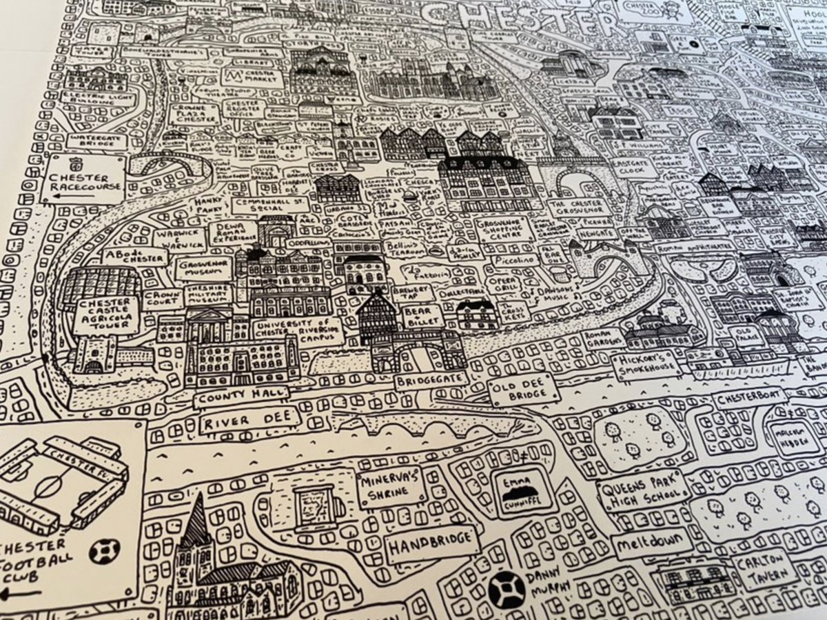 ChesterMarketCH's tweet photo. CHESTER DOODLE MAP 
WIN A3 PRINT - WORTH £30

@DaveDraws_  has created a doodle map of Chester, highlighting landmarks, museums, restaurants &amp; shops 

✅ Like &amp; Share This Post
✅ Follow the Artist: @DaveDraws_ 
✅ Comment with your fave thing about Chester!

Closes: 31st August https://t.co/pFDIeYTS29