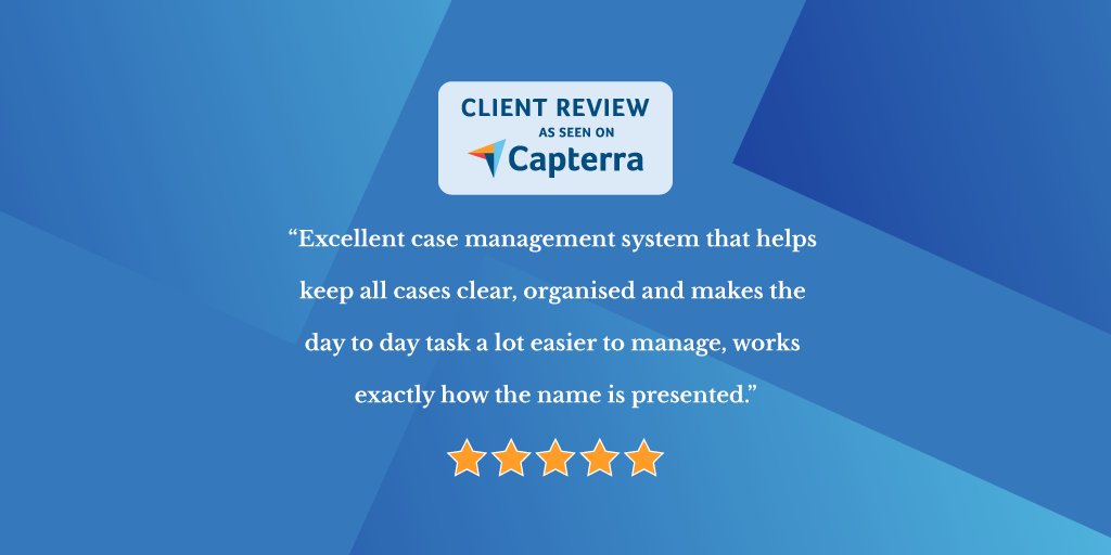 swiftcaseUK's tweet photo. #Swiftcase works for all industries, but here's a review from someone who uses SwiftCase in their #lawyerfirm.
''The task page helps to keep all work organised with urgent priority cases allowing us to be able to prioritise work dependant on our workload.' #Legal https://t.co/hYdqMnLjx2