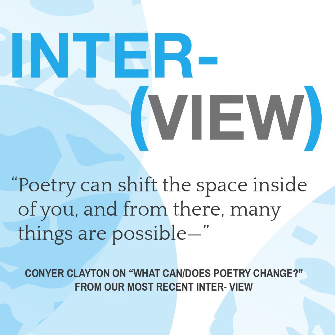 MaynardPoetry's tweet photo. In Inter- #9, Conyer Clayton answers: What can/does poetry change?
“Poetry can shift the space inside of you, and from there, many things are possible—"
#poetry #readpoetry #TheMaynard #TMViewsSeries #TMinterview #TMcontributor #TMinterviewAugust2020 #TMFall2017 https://t.co/b5fQIqU8Ee