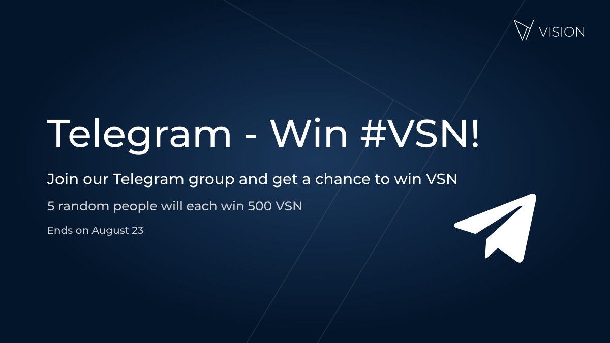 VisionCryptoApp's tweet photo. Join our Telegram group now and have the chance to win 500 #VSN!

Telegram group: https://t.co/tHmCg06EXx

5 members will be randomly chosen on august 23rd!

Good luck! 🍀

#Bitcoin #BTC #BNB #CRO #TRX #ETH #XRP #LTC #AVA #ADA #DOGE #VET #LINK #USDT #giveaway #crypto https://t.co/66AUyokTiJ