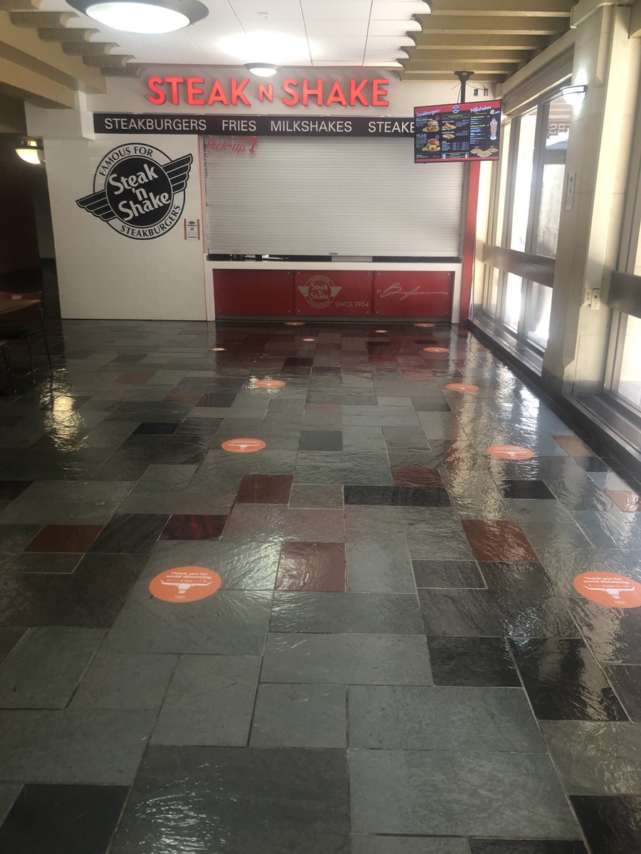 In the SAC and Texas Union, campus restaurants have shields between the cashiers and spots for people to stand 6 ft apart.