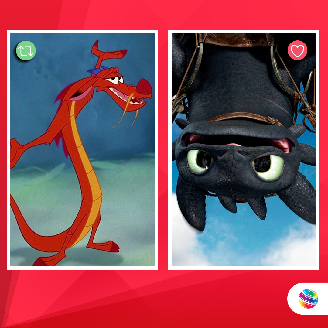 Cinemex's tweet photo. Este es un #Vs complicado 🤔 ¿a cuál de estos dos increíbles dragones te gustaría tener de compañero? 🐉
¿#Mushu o #Chimuelo? https://t.co/AY6eaqnbs6