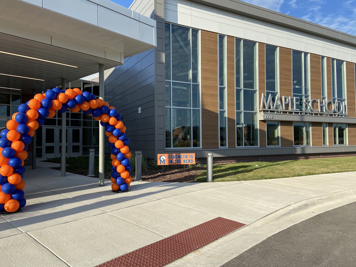 School is open! Glad to see 5th-8th grade Ss back at Maple! Thanks to our amazing staff for all their hard work getting ready for today! Thanks to the Maple PTO for the warm welcome display to celebrate the occasion! Tomorrow is another first day, &amp; it’ll be great too! #OneHerd