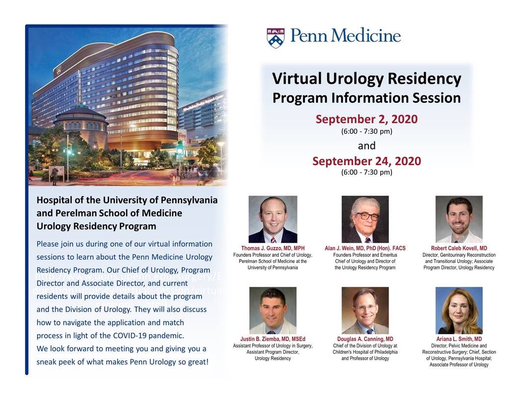 Penn Urology (@pennurology) on Twitter photo ATTN 2020-2021 urology residency applicantsā¼ļø
Join us for a Virtual Information Session to meet our program leadership, followed by a RESIDENTS ONLY Q&A to hear more about our program. We canāt wait to meet you!
Sign up here š uphs.upenn.edu/surgery/Educatā¦
<a href="/UroResidency/">UroResidency</a> <a href="/Uro_Res/">The Urology Applicant ā</a> ATTN 2020-2021 urology residency applicantsā¼ļø
Join us for a Virtual Information Session to meet our program leadership, followed by a RESIDENTS ONLY Q&A to hear more about our program. We canāt wait to meet you!
Sign up here š uphs.upenn.edu/surgery/Educatā¦
<a href="/UroResidency/">UroResidency</a> <a href="/Uro_Res/">The Urology Applicant ā</a>