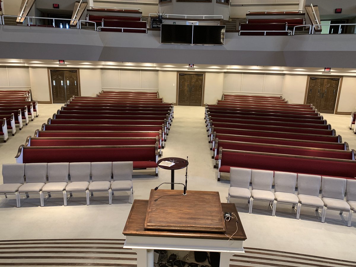 ubcfayetteville's tweet photo. In preparation for Sun, we have added add’l seating appropriately spaced to make more room. Please consider sitting nearer to the front to open up more seats for guests. The entire balcony will be open so please continue to wear your masks. Lord willing, we will see you Sunday. https://t.co/PllDjMqERb