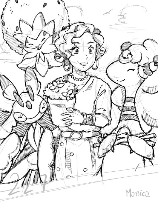 Ended up changing the "gym leader" concept to "pokemon trainer" so I could add Ampharos! This was so fun to sketch!? #pokemon https://t.co/aUUPXrqBDY 