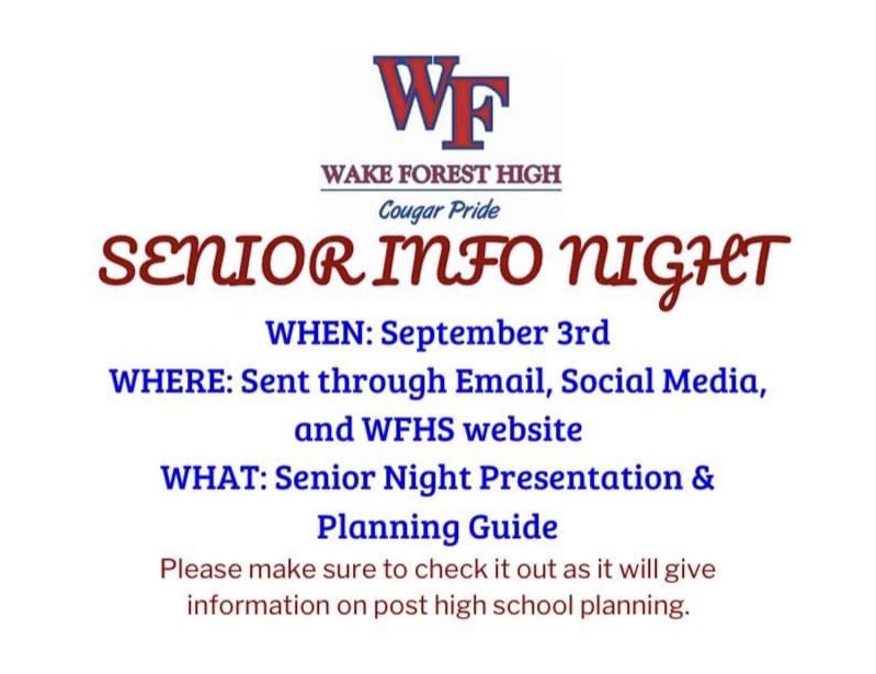 wakeforesths's tweet photo. Attention Seniors!! Important information coming on Sept. 3! https://t.co/fmISmTTjnN